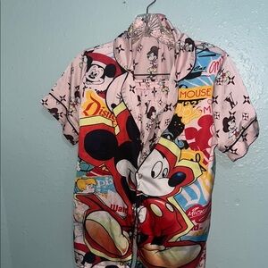 Disney Colorful Mickey Mouse Button-Up Shirt